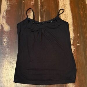LOFT Black Beaded Spaghetti Strap Camisole